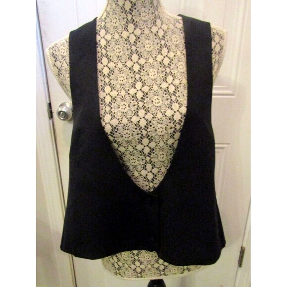 Hana San Vest Black 2 Button Hi-Low Pleated Retail $149 NWT Womens Size 40 US L - Picture 1 of 7